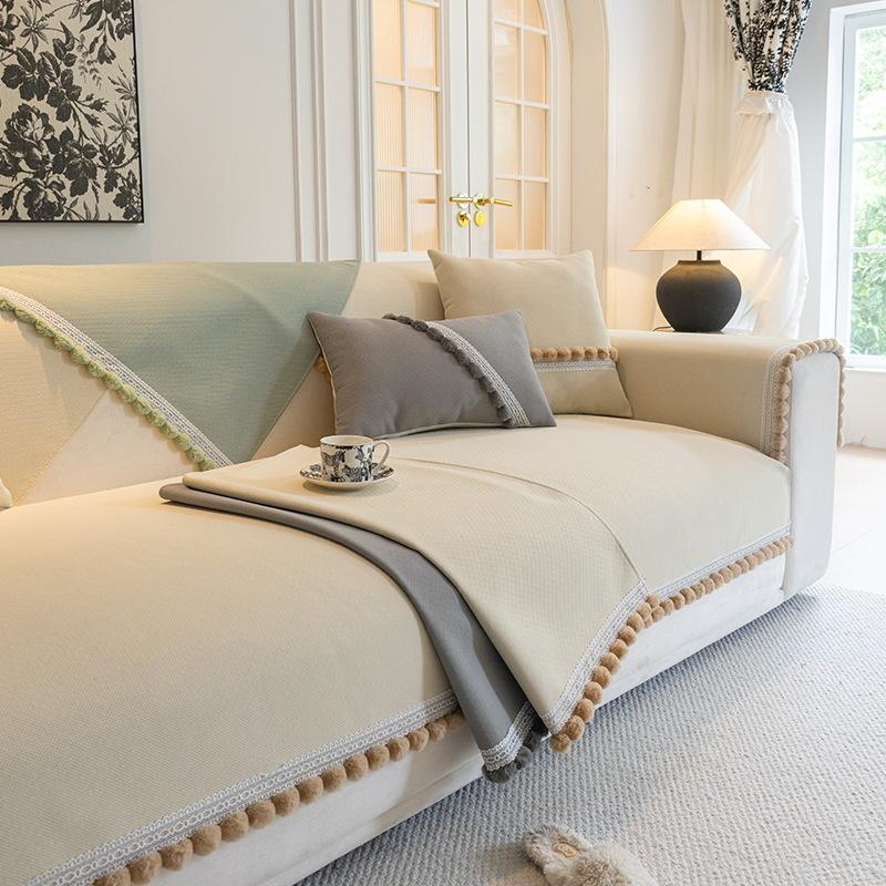 

Чехол для дивана с кисточками из синели и шариками для волос, зимний нескользящий чехол для дивана, защитный чехол, универсальное полотенце для дивана для гостиной 70x70cm 1pcs