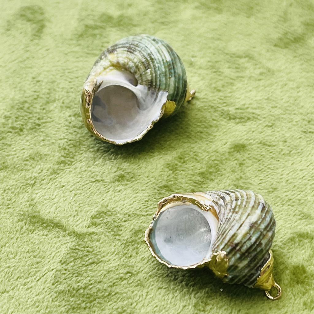 10Pcs, Natural Dyed Conch Zinc Alloy Golden Edge Pendant Charms for DIY Unisex Necklace Accessories, Creative Jewelry Making, Crafts for Holiday Gifts