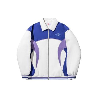 Giacca in Cotone a Manica Lunga con Zip sul Collo Color Block Serie Reignite Li Ning Giacca Unisex Bianco Sporco Viola Blu AJMU045-2