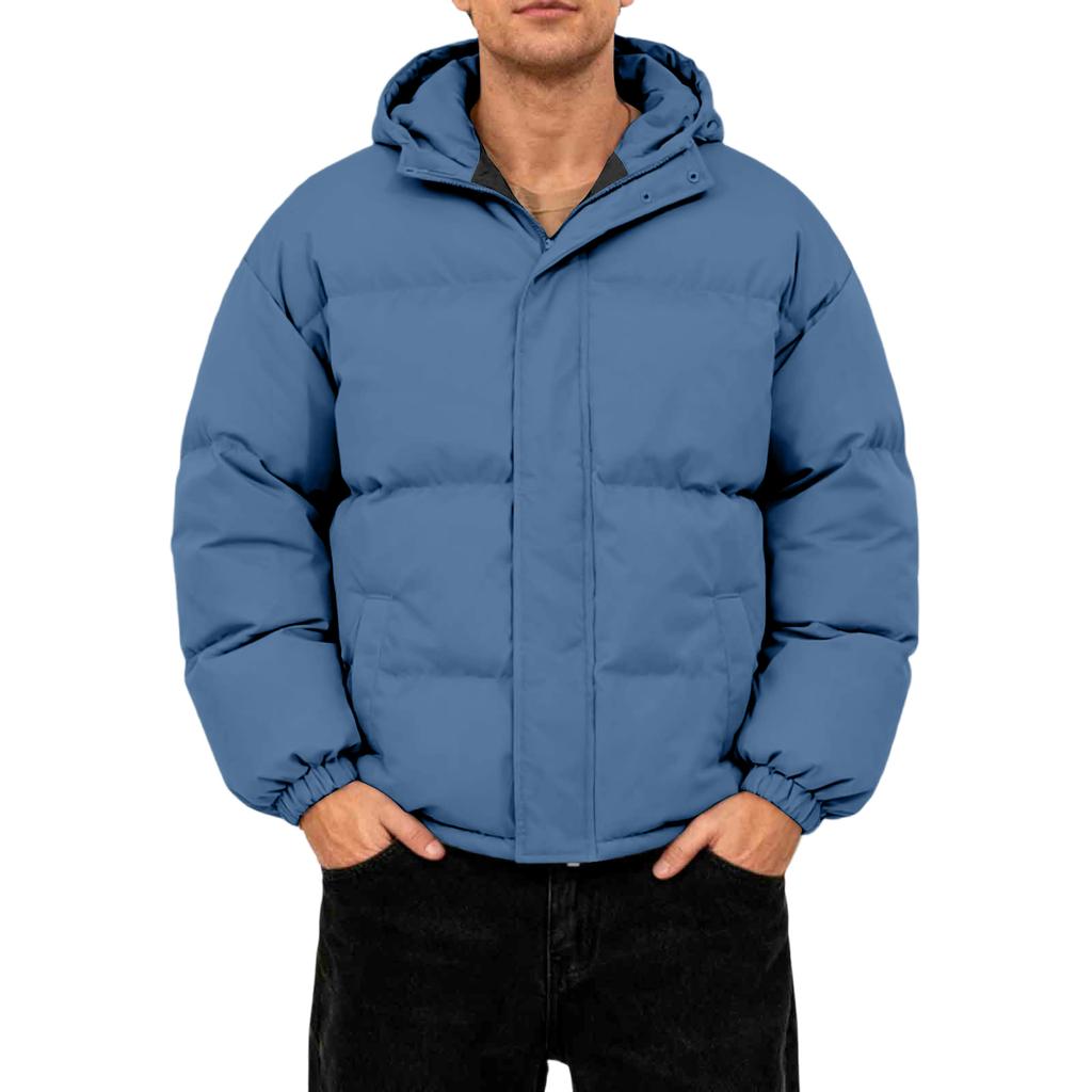 Men's Oversized Casual Down Jacket With Long Sleeves And Hood