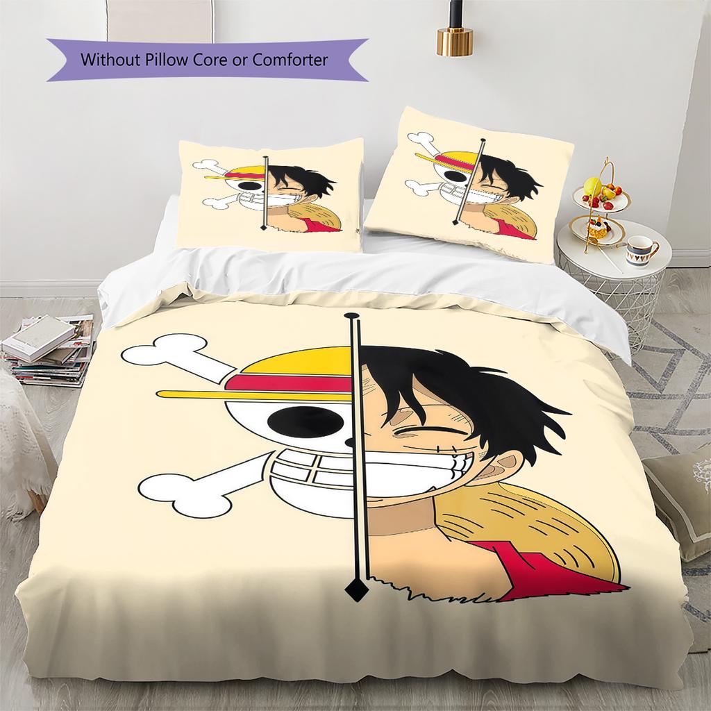Luffy D Vzor Povlečení Přikrývka Sada Povlak na přikrývku Povlak na polštář Domov Narozeninový dárek(1 * povlak na peřinu + 2 * povlak na polštář, bez jádra)