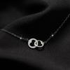 Elegant Peach Heart Double Ring Necklace - Women's Niche Design, Cold Style, Light Luxury & Versatile Clavicle Chain