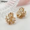 SIMJOO Vintage Geometric Leaf Earrings Temperament Rose Gold Color Earrings High Quality Jewelry