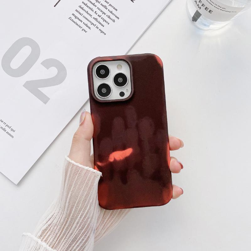 

Luxury Temperature Color Change Leather Up And Down No Border Phone Case For iPhone 16 Pro Max 14 11 12 13 15 Pro Max Back Cover iPhone 15 Pro
