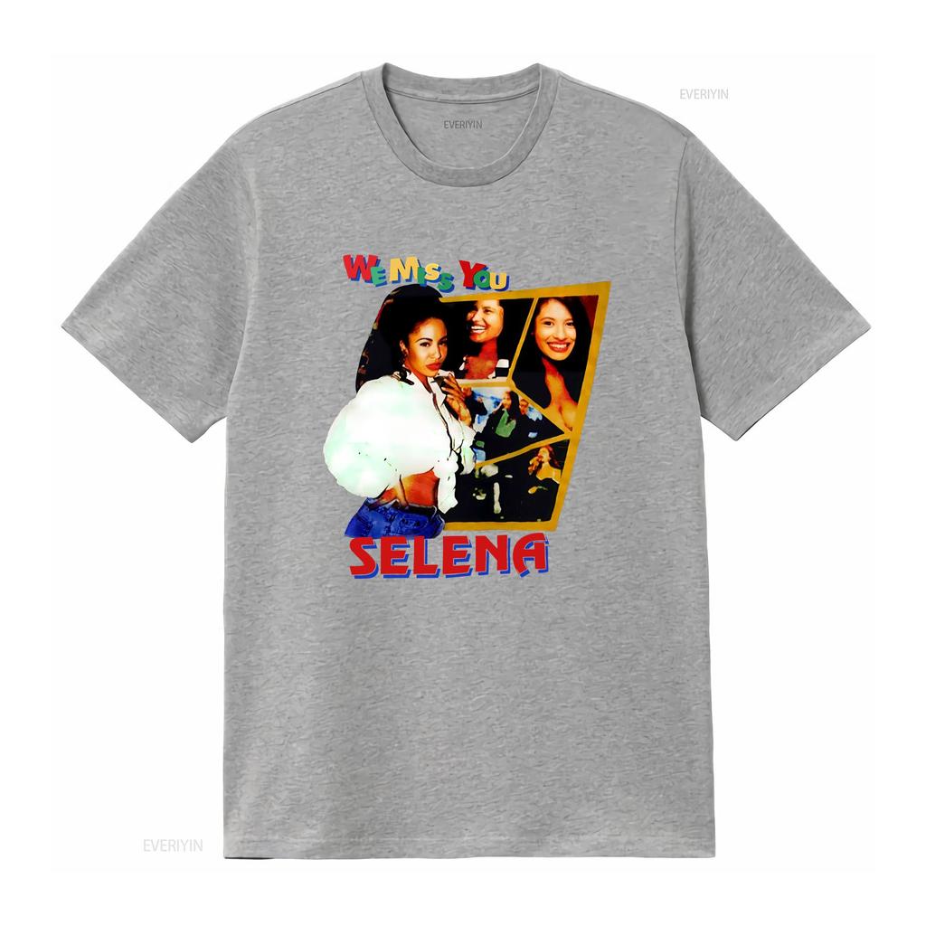 Selena We Miss You 80s T Shirt Vintage Washed Stylish Slightly Stretched Graphic Homme Unisex Soft Fashion Casual Versatile
