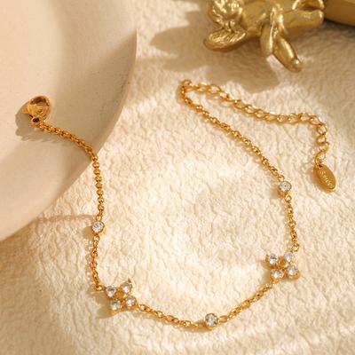 Popular Bracelet Wind Four-leaf Clover Electroplated Zircon Plated 18k Adjustable Hand