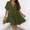 2026TEMU New Women's Summer Casual Deep V-neck Short-sleeved Loose Dress
