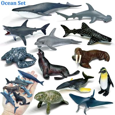 Simulated Ocean Shark Model Classic Sea Creature Animal Whale Turtle Penguin Mini Animal Cute Educational Toy for Kids Gifts