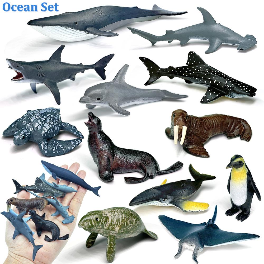 Interesting Toys Simulated Ocean Shark Model Classic Sea Creature Animal Whale Turtle Penguin Mini Animal Cute Educational Toy For Kids Gifts