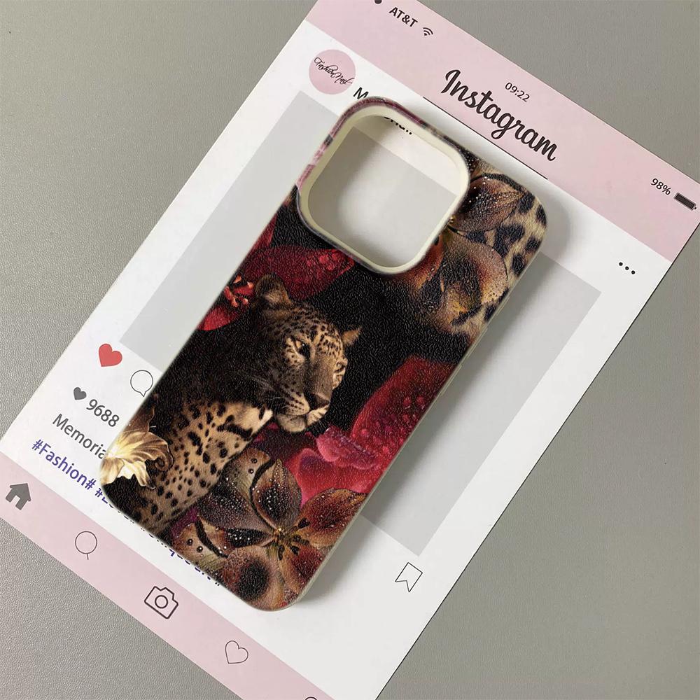 Bloemstruik Cheetah Telefoonhoesje Geschikt Voor IPhone 17 Pro Max Air 16 15 Plus 14 13 12 11 Hoesje Cover Funda Voor IPhone 16 Plus