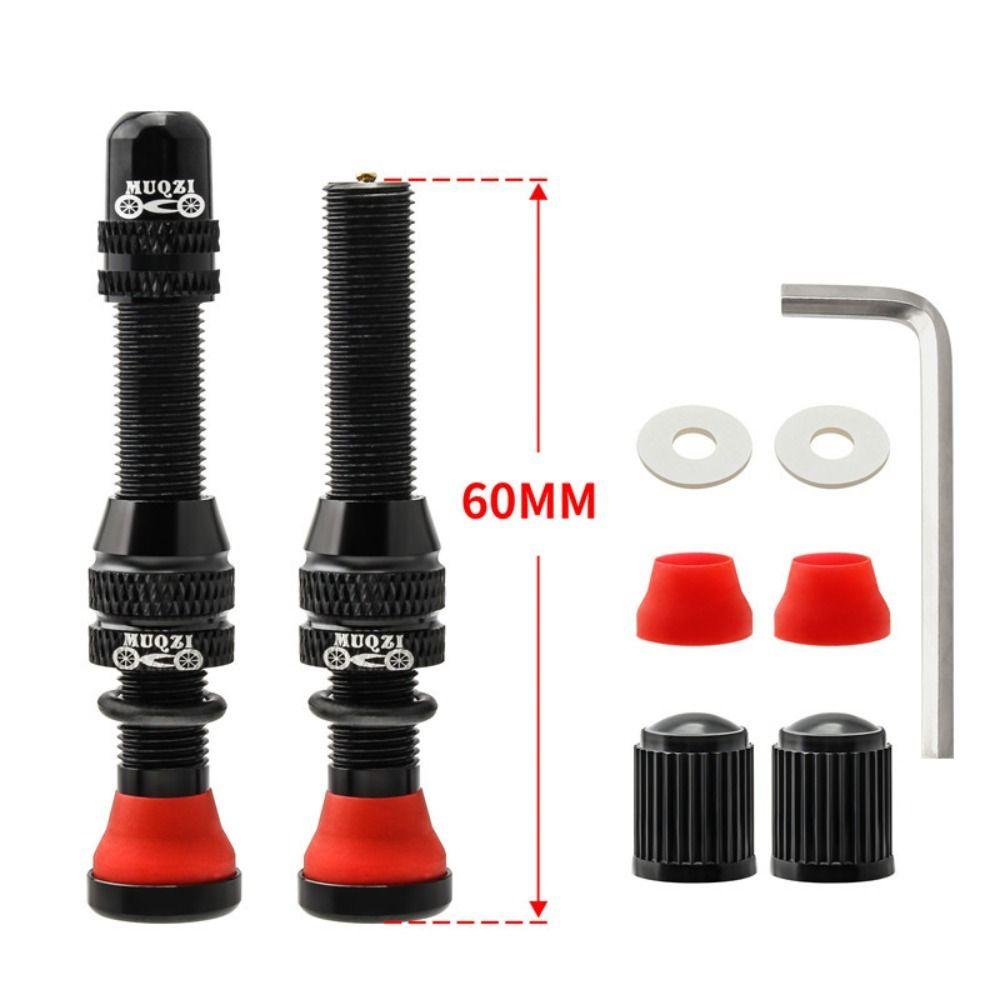 

1 Set Aluminum Zinc Zinc Alloy Tubeless Tire Valves with Wrench Schrader Valve Kits MTB Bike 60mm чорний