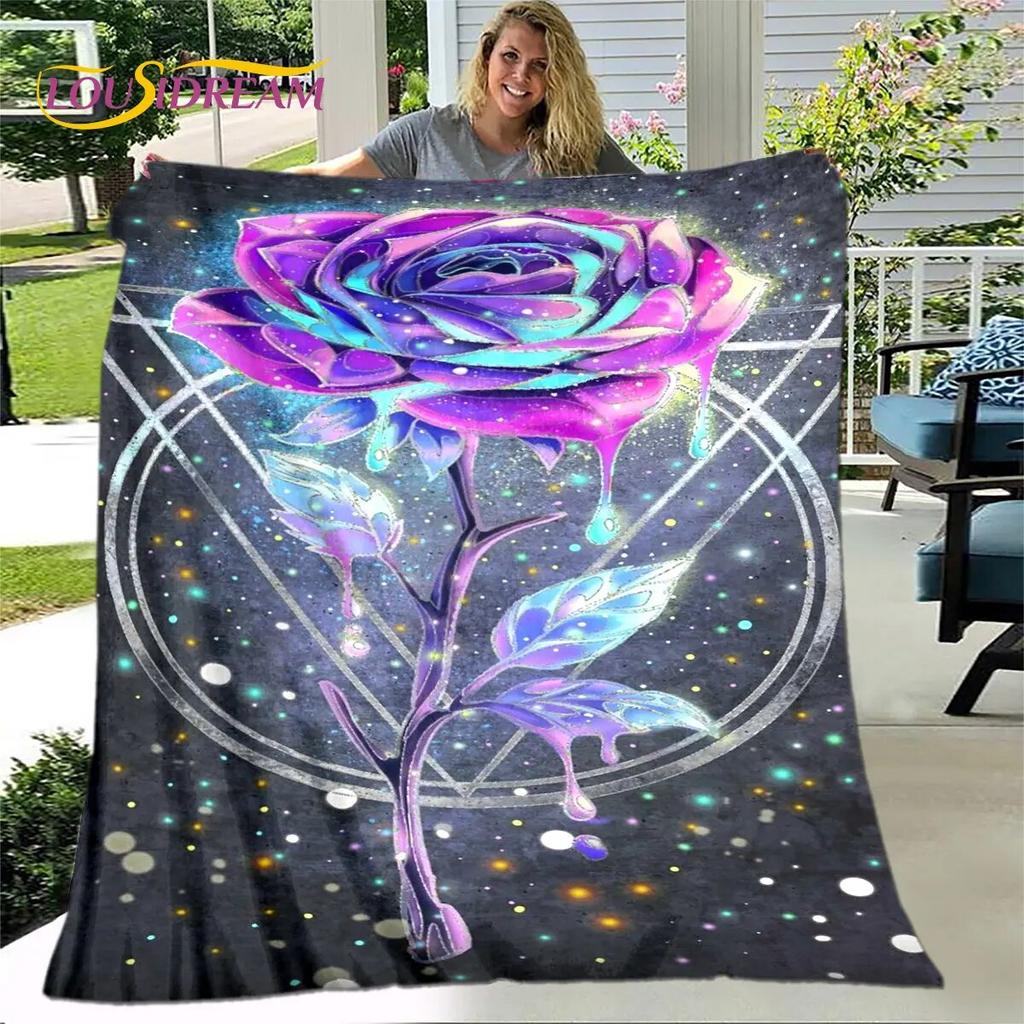 Newest 3D Rose Flower Sunflower Blanket,Flannel Blanket Throw Blanket,Sherpa Warm Blanket for Living Room Bedroom Beds Sofa Gift