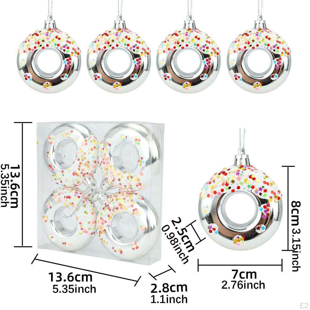 4 Donut Hanging Ornaments for Holiday Decor and Celebration In Home