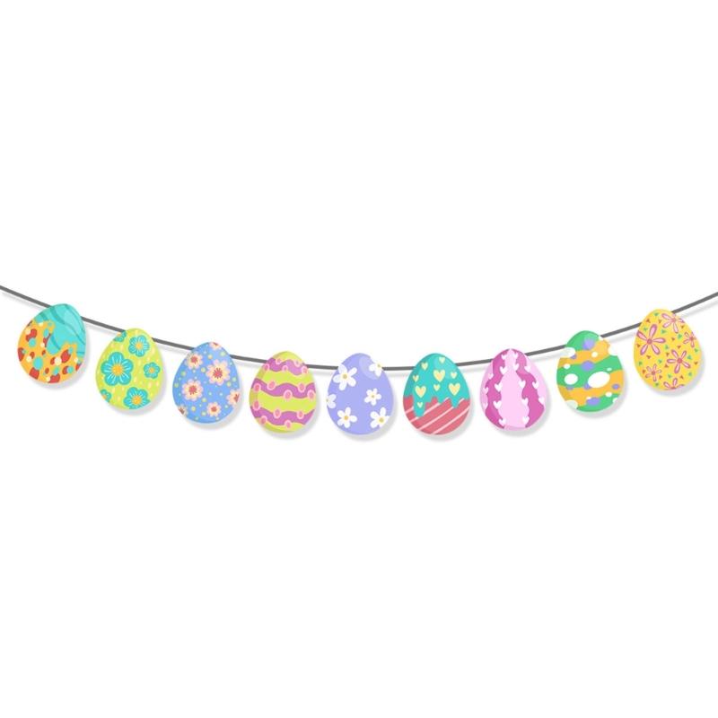 Easters Eggs Letter Garlands Hanging Banners for Home School and Event Decoration Store Window Display Accessories