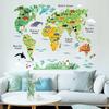 Cartoon Animal Territory Map Vinyl Wall Stickers Diy Home Decoration For Kids Room Baby Know World Education Puzzle Game Decals