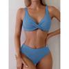 Sexy Backless V Neck Bikini 2 Piece Set Women Solid Split Swimsuit High Waist Beach Bikini New Summer Swimwear Bikinis Set