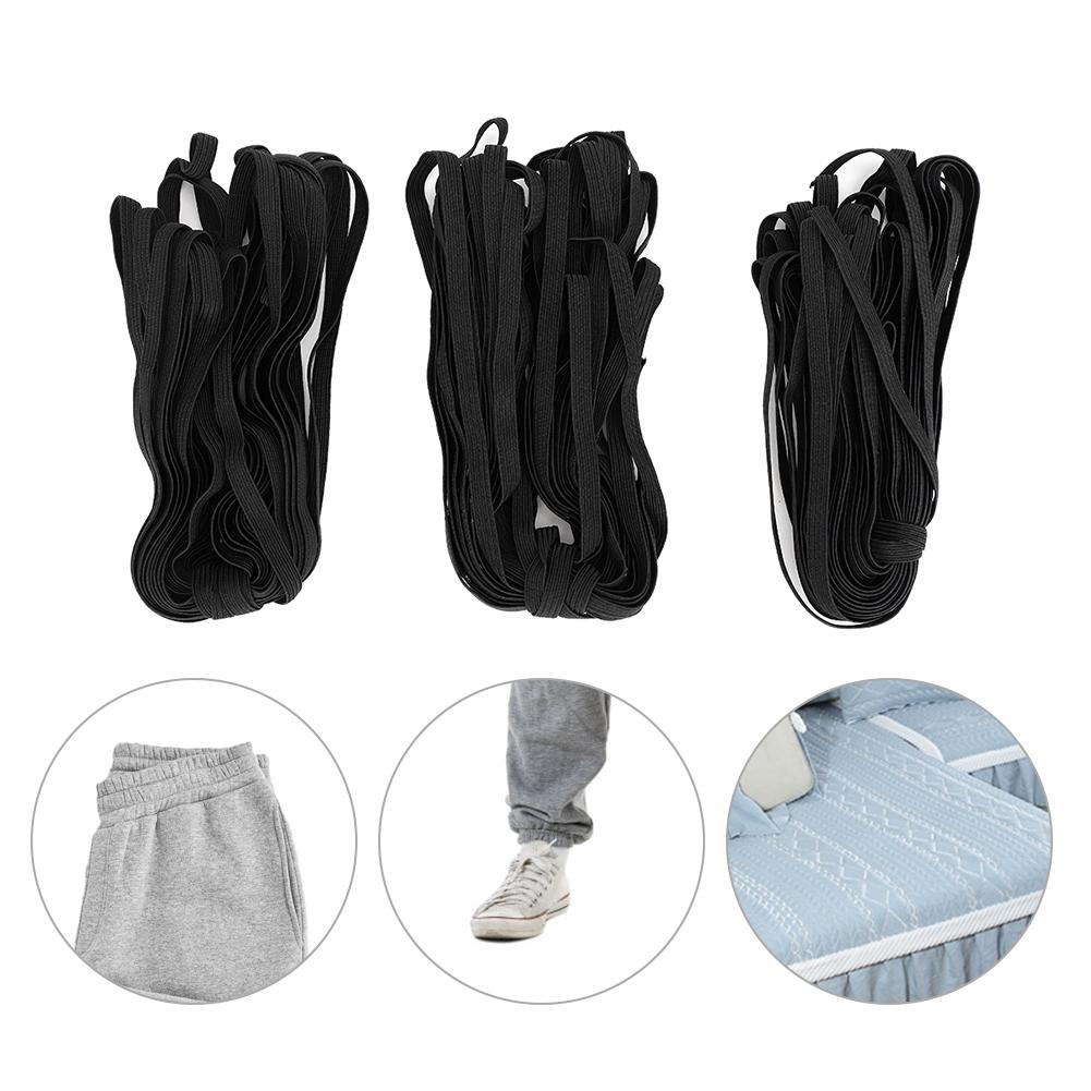 3 Bags 0.6cm 10m 32.8ft Flat Elastic Rope Cord Bands for Clothing Sewing DIY Craft ProjectBlack