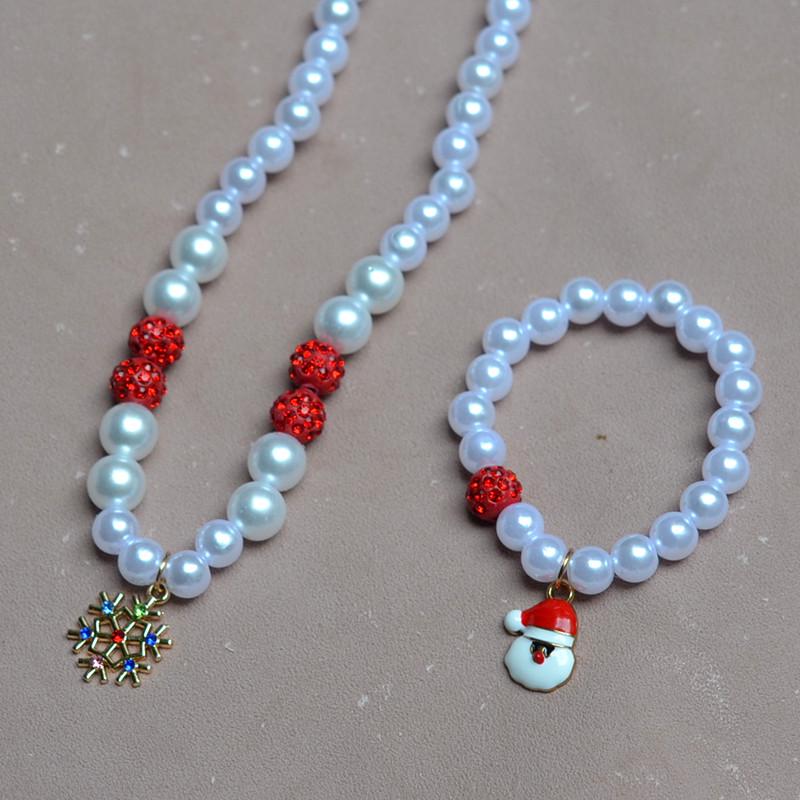 

Красочный набор браслетов из сплава с бусинами «Санта-Клаус» для девочек