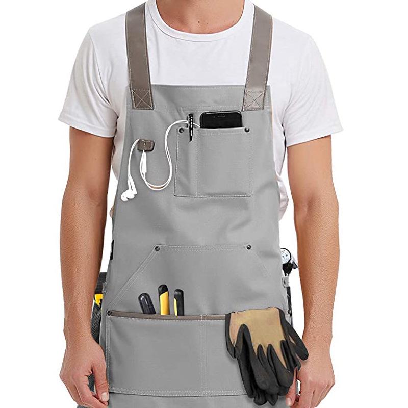 

Трансграничный плотный холщовый фартук: Ретро-стиль для деревообработчиков и электриков, доступны варианты с индивидуальным логотипом серый