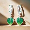 Orstarry 925 Silver Green Leaf Drop Earrings Handmade Jewelry Trendy Gifts for Women Party Anniversary