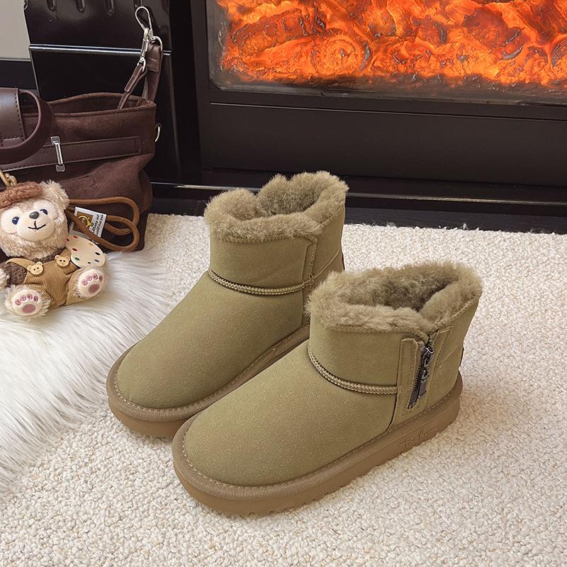 Fleece warm winter cotton boots women's waterproof new outdoor cotton shoes warm fleece thickened fashion non-slip bread boots