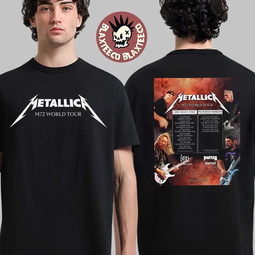 

РЕДКИЙ! Metallica M72 World Tour Возвращается в Европу 2026 Даты Графическая Футболка ГОРЯЧАЯ НОВАЯ Унисекс Футболка XL