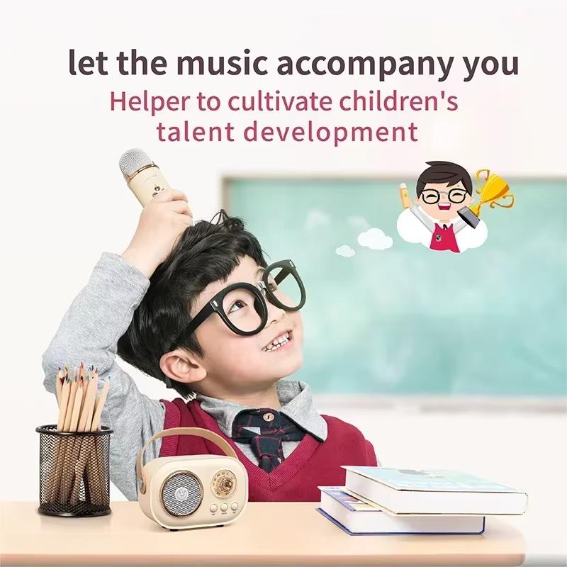 Bluetooth Speaker With 1-2 Wireless Microphone Support Karaoke TF Card FM Play HIFI Bass Handsfree Call Children's Birthday Gif