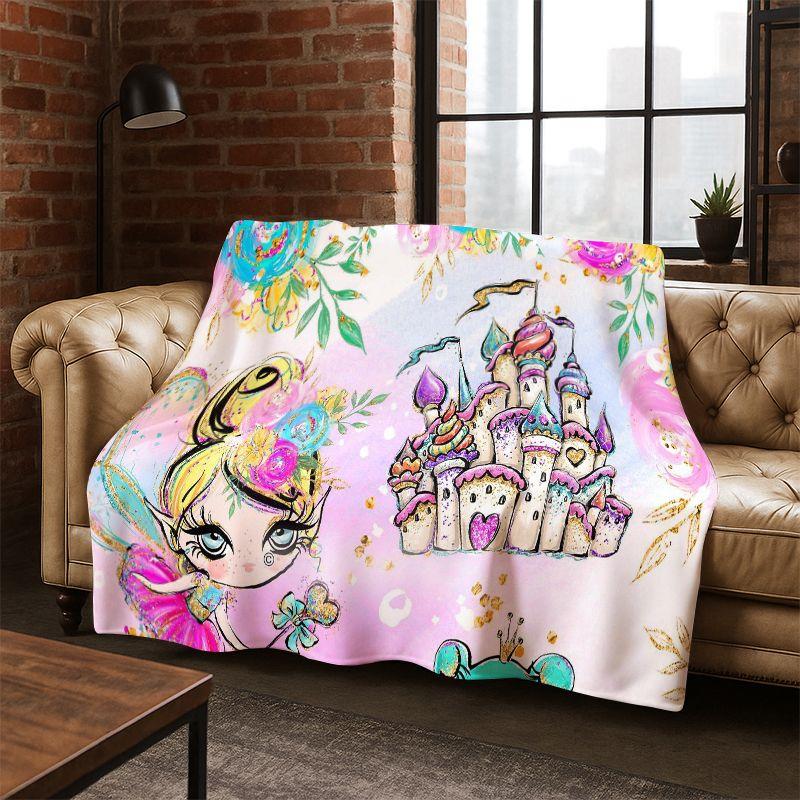 Cartoon Ballet Cute Girl Ballerina Flannel Blanket Soft Warm Blanket Throw Blanket for Bedroom Living Room Bed Travel Picnic kid