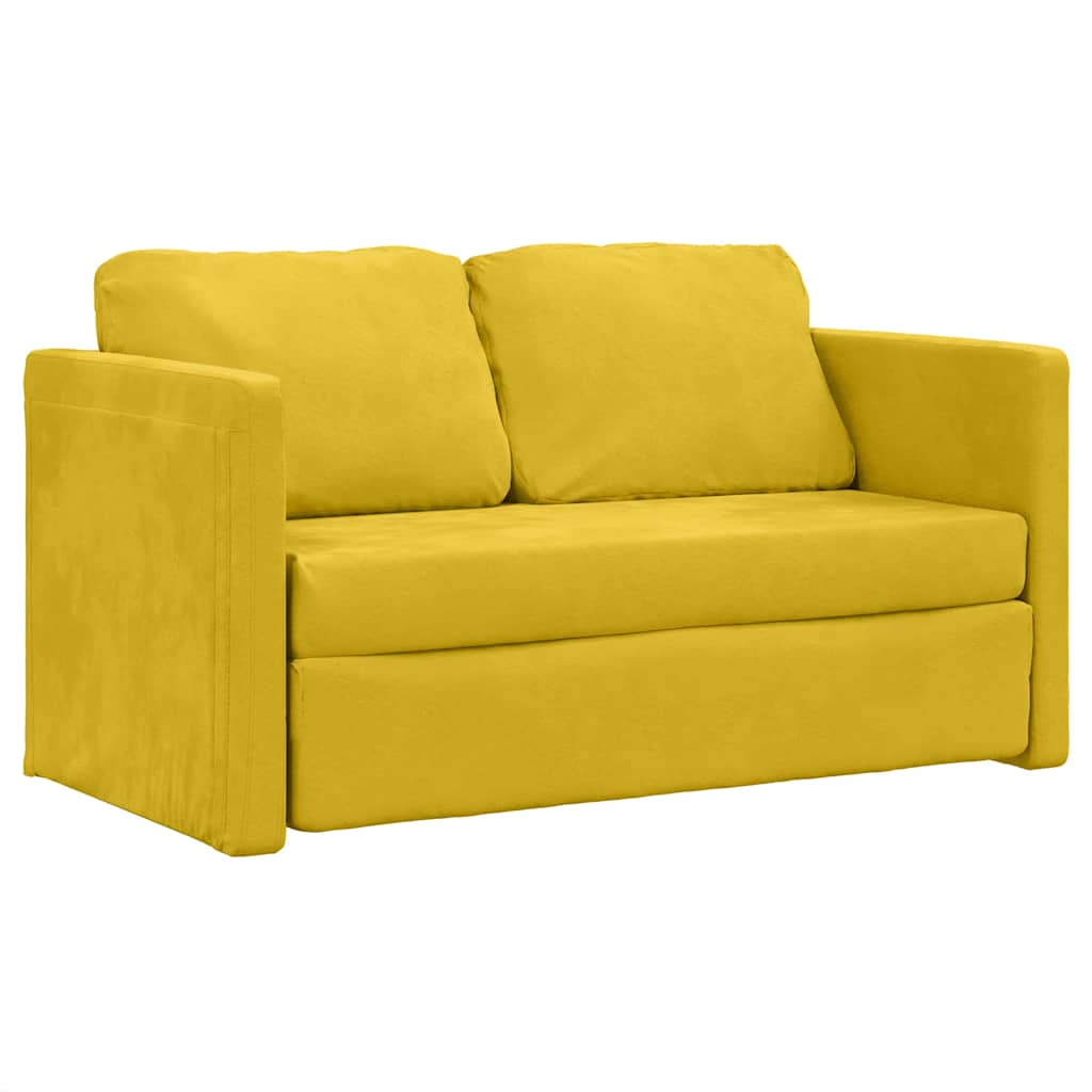 Vidaxl 2-in-1 Floor Sofa, Dark Yellow, 122X204X55 Cm, Velvet