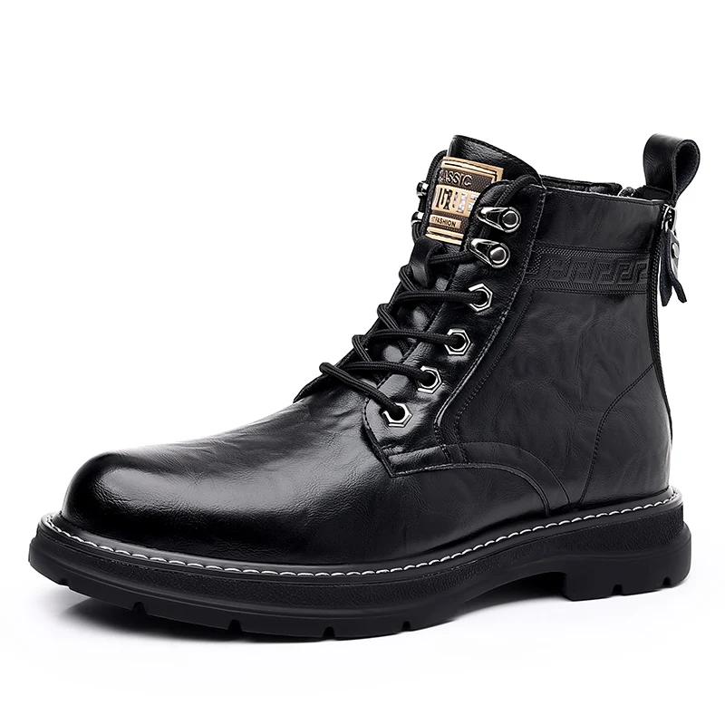 Fashion British Style Men's Genuine Leather Boots Fashionable Business Short Boots Winter Ankle Boots Men's Work Boots Versatile
