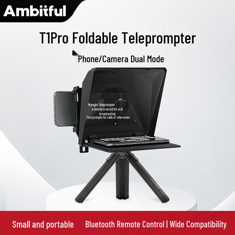 Ambitful Zhi Jie T1 Pro Foldable Teleprompter for Mobile Phones, Tablets, and Live Broadcasts
