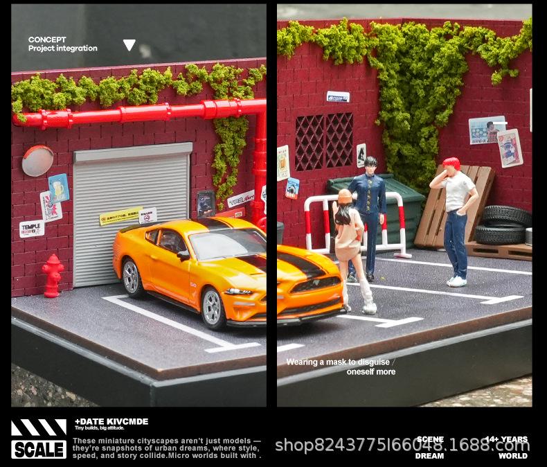 Collector's 1:64 Miniature Old Factory Car Display with Dustproof Storage - Perfect Street Scene Gift.