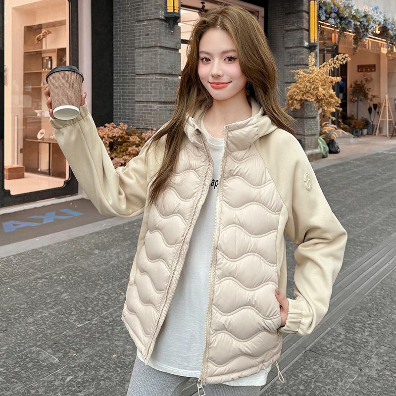 Splicing down cotton-padded clothes short winter new fashion hooded loose cotton-padded clothes jacket cotton-padded jacket