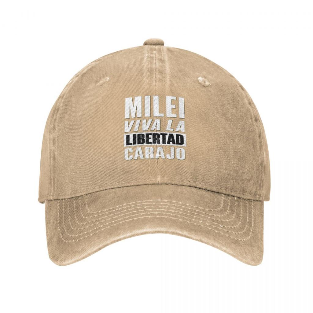 Javier Milei Viva La Libertad Carajo Retro Denim Washed Baseball Caps Women Cowboy Activities Hats Camping Mens Snapback Cap