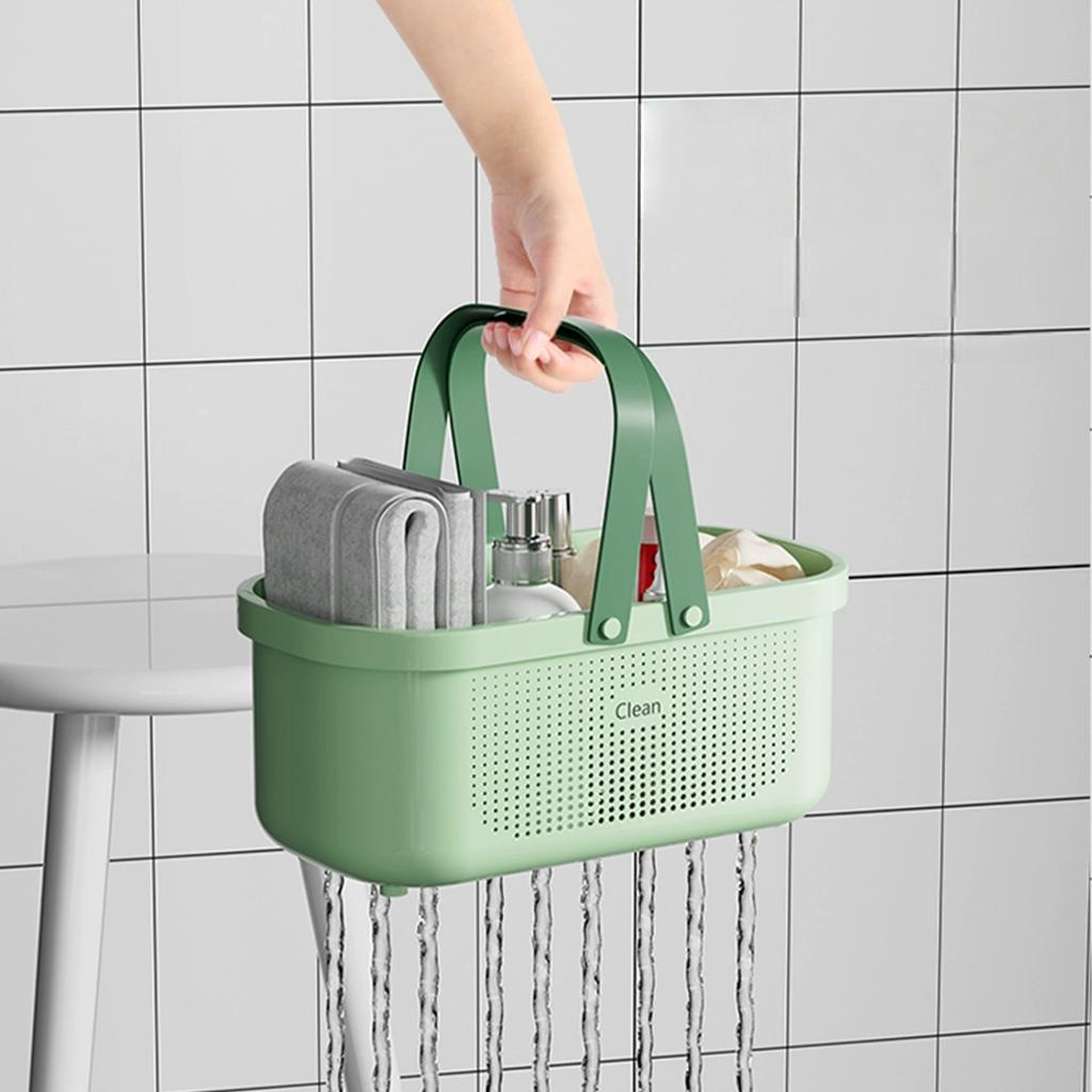 Plastic Storage Basket with Handle Portable Shower Caddy Tote Organizer Basket Bin for Bathroom Kitchen Dorm Room Bedroom