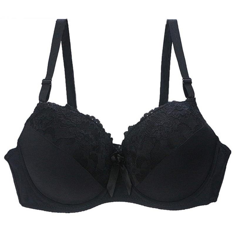 Women's Embroidered Lace Bra Deep V Gathering Bra Adjustable Strap