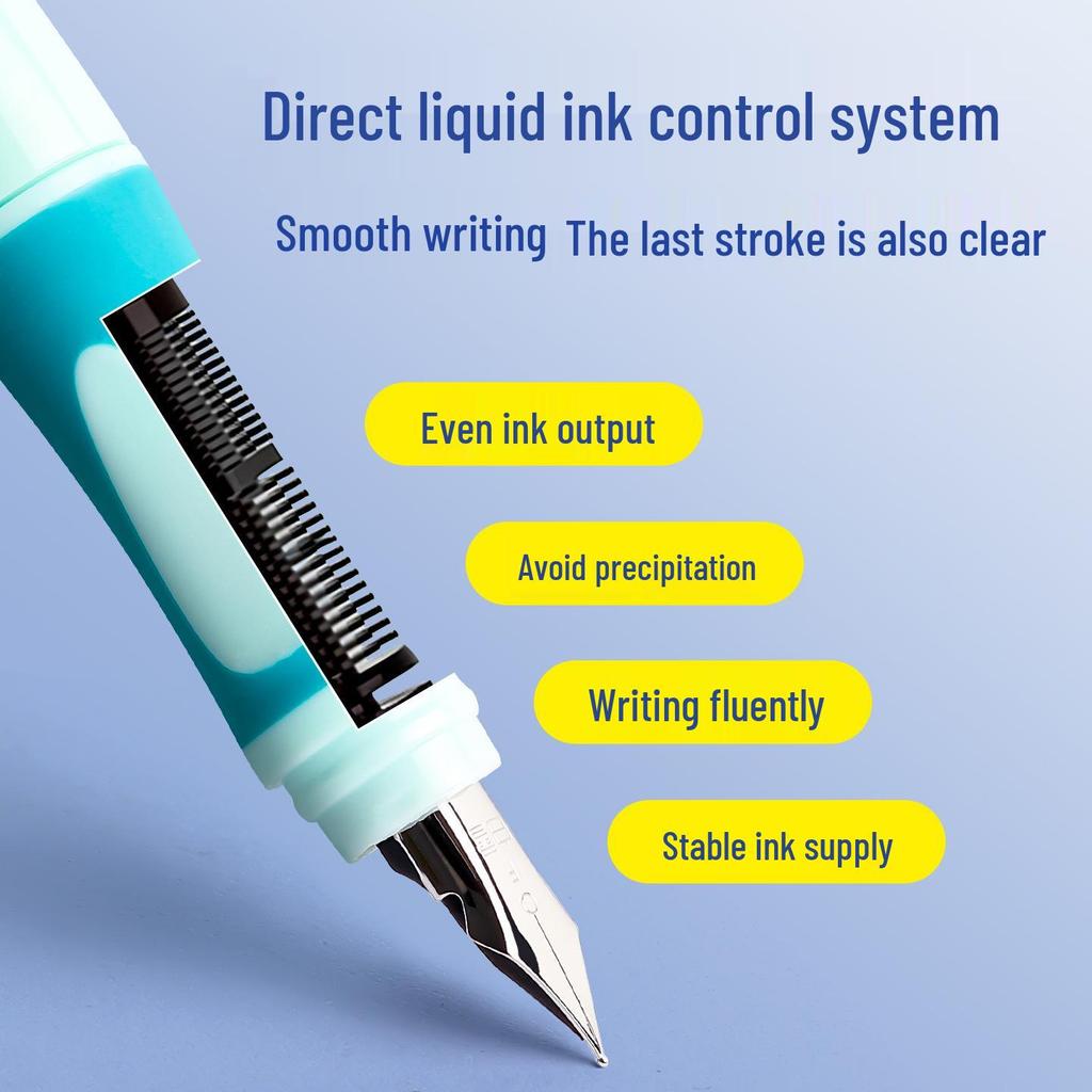 Erasable Heat-Sensitive Fountain Pen for Third-Graders, Ergonomic Design with Replaceable Crystal Blue Ink Cartridge