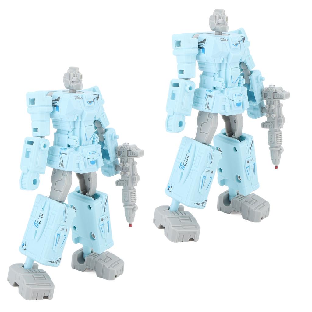 2Pcs Deformation Robot Toy Deformation Robot Pen Disassemble Student Study Stationery Light Blue