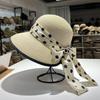 Fairy Wind Polka Dot Bow Straw Hat Female Summer Outing Straw Weaving Sunscreen Visor Sweet Beach Fisherman Basin Hat