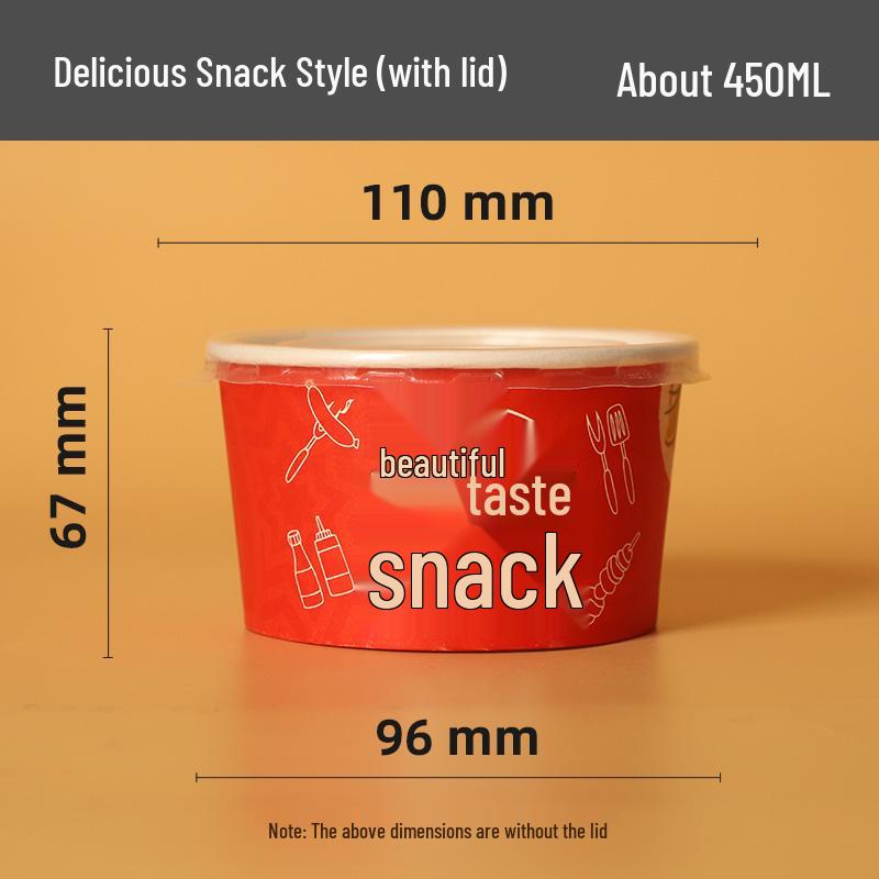 Zesílená jednorázová papírová miska s víčkem na svačiny s sebou