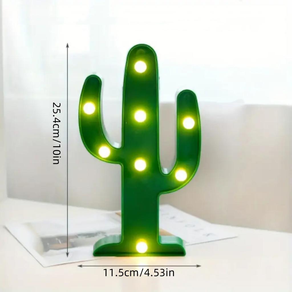 D9 Cactus Shaped Battery Operated Night Light Green Plastic Cactus Mini Table Lamp Wall Mountable Suitable For Bedroom Decor