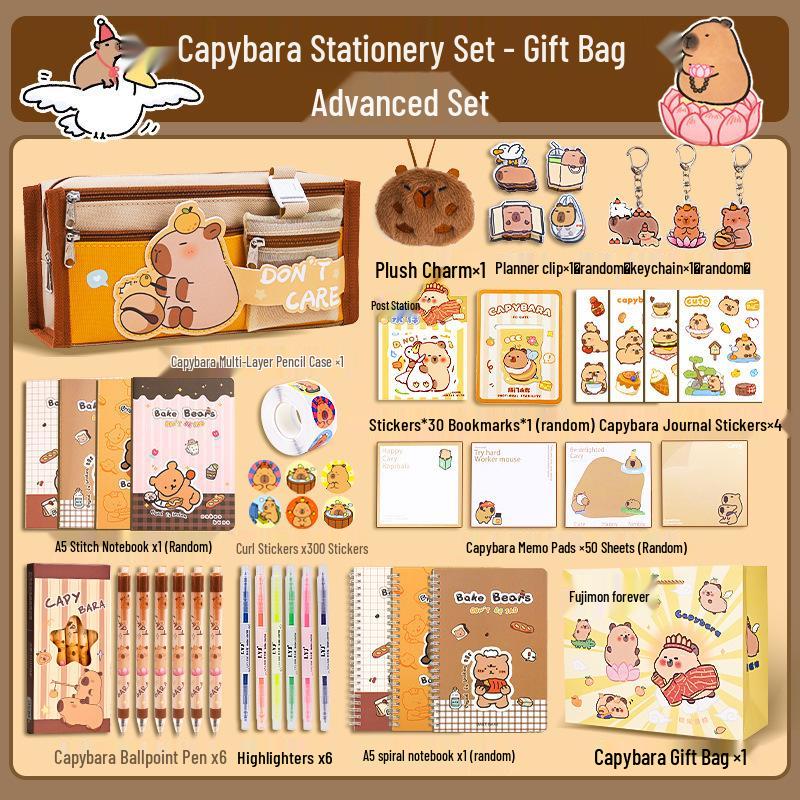 

Набор канцелярских принадлежностей на День защиты детей с капибарой - Набор креативных учебных принадлежностей