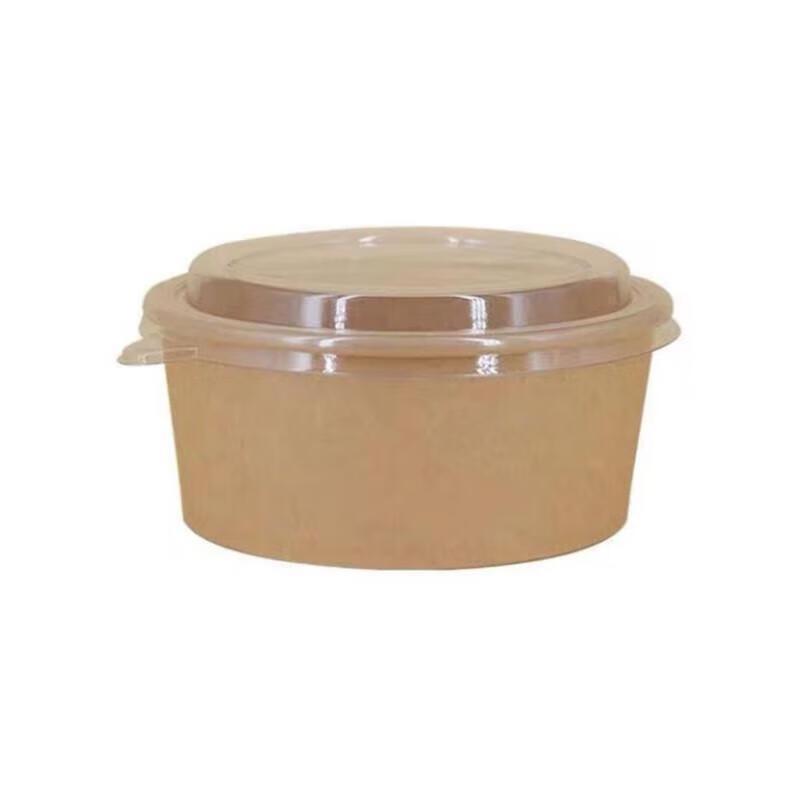 JingJingRS 1000ml Round Kraft Paper Food Container with Lid