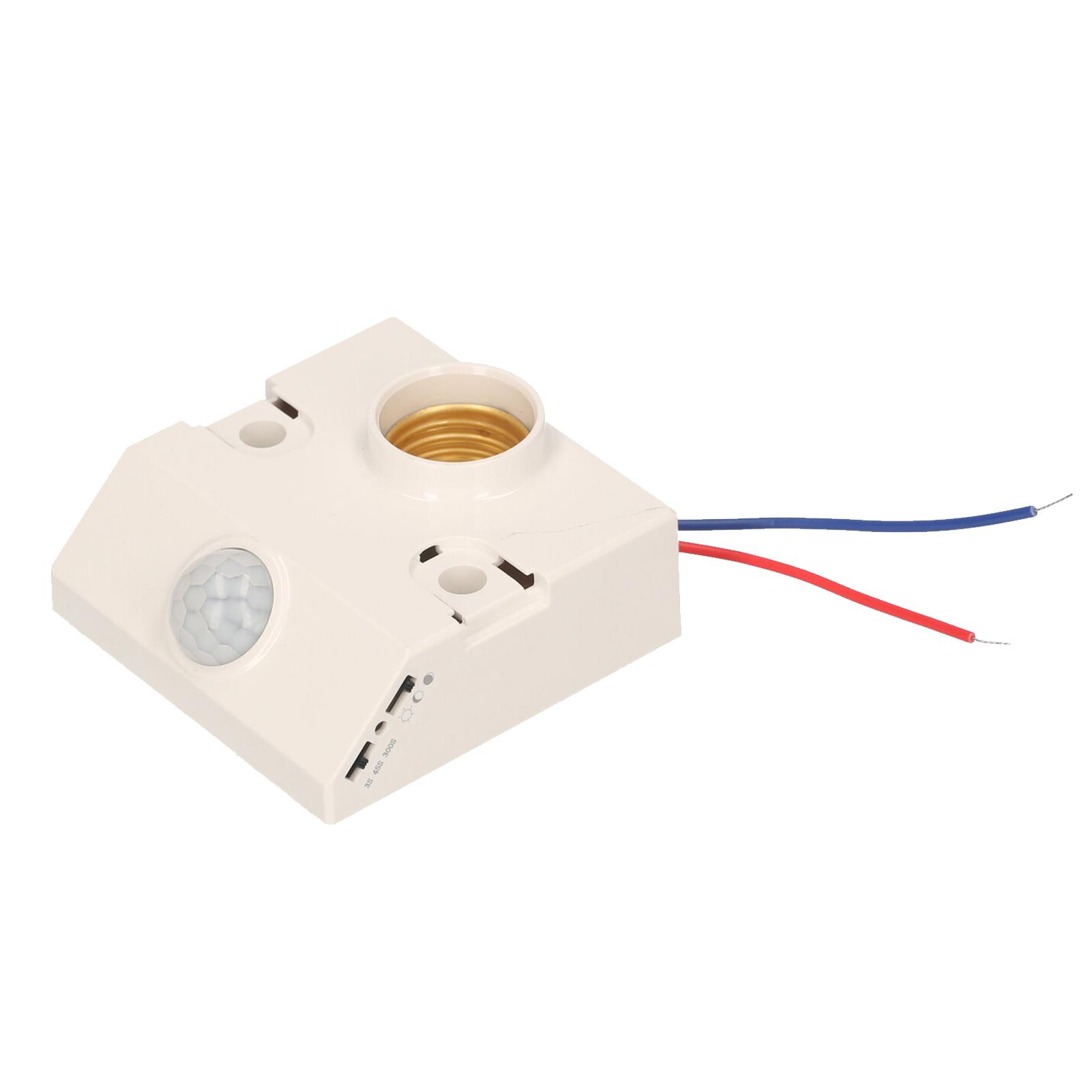 

PIR Motion Sensor Lampholder E27 Live Line & Zero Line Wired Motion Activated LED Bulb Lamp Base with Adjustable белый