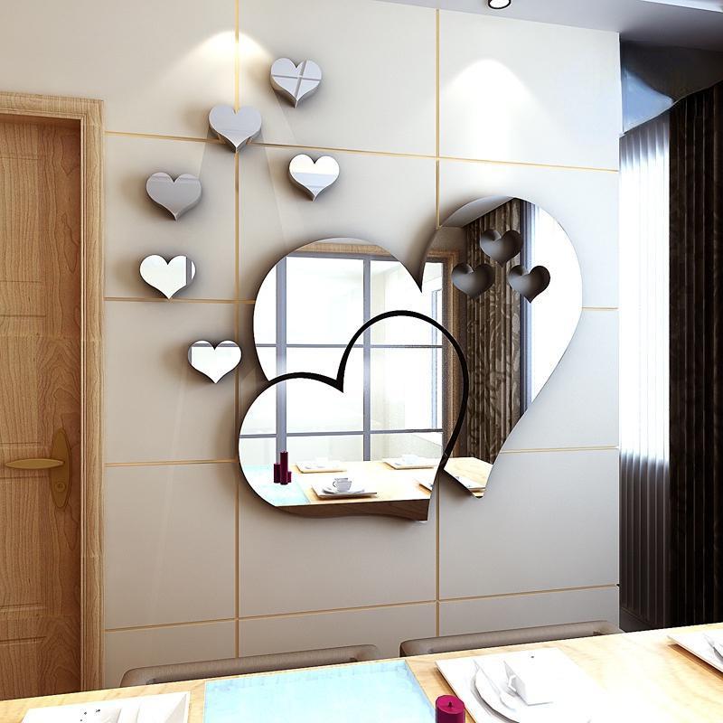 3D Mirror Heart Wall Decal Stickers Lovely DIY Home Art Mural Decoration Room