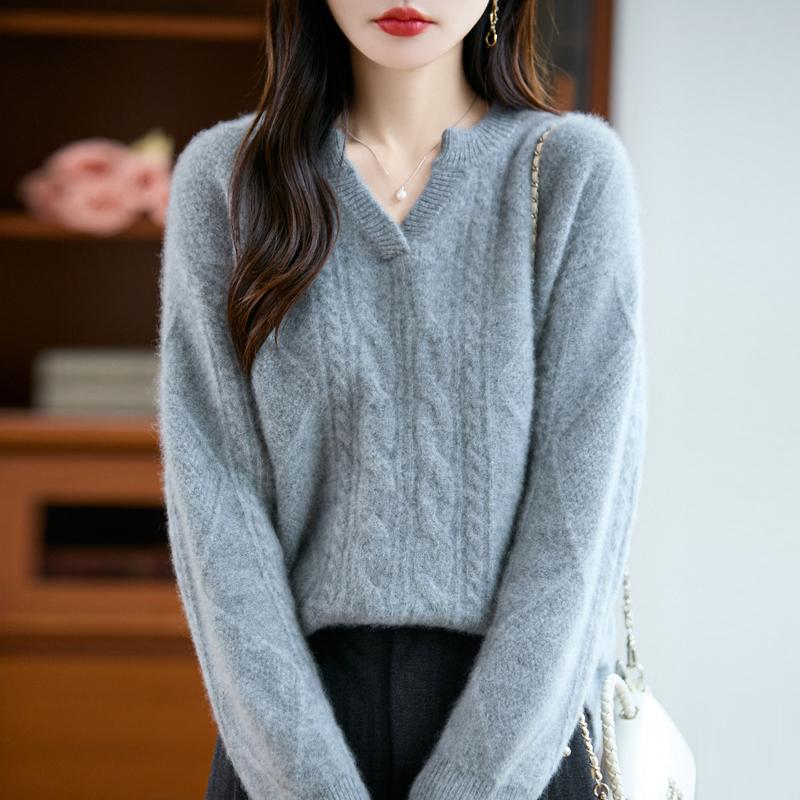 Women's cashmere sweater Qinghe cashmere 30% cashmere 70% wool autumn and winter pullover warm and fashionable