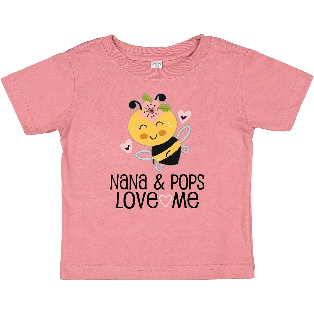 Inktastic Nana And Pops Honeybee Grandchild Baby T-Shirt Girls Cute Outfit Tees 150