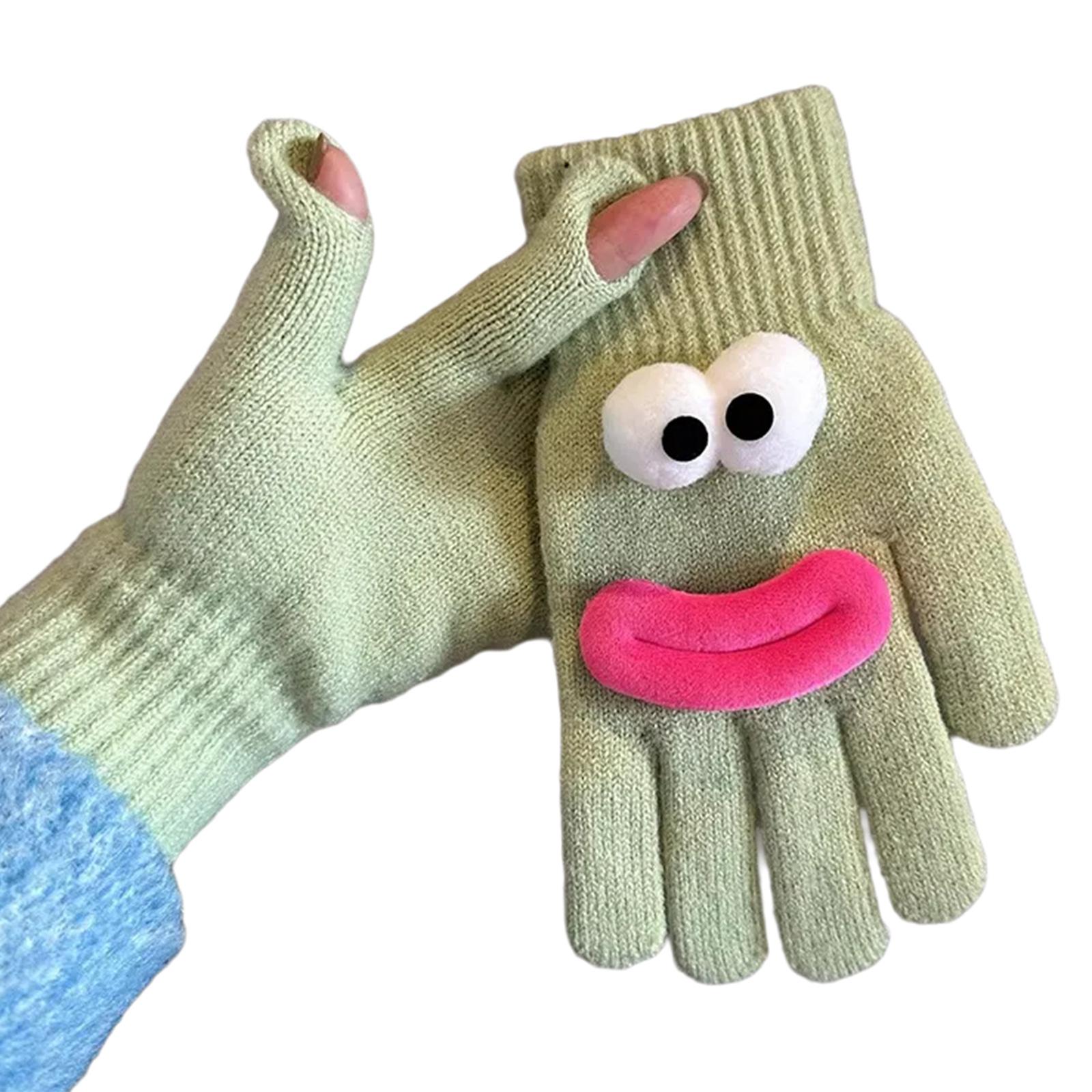 

Глаз Сосиска Рот Мультяшные Перчатки с Пальцами для Сенсорного Экрана Мягкие и Эластичные Короткие Перчатки для Студенток для Повседневной Носки 7