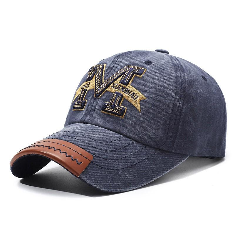 Unisex Distressed Embroidered Cotton Baseball Cap with Soft Brim for Sun Protection