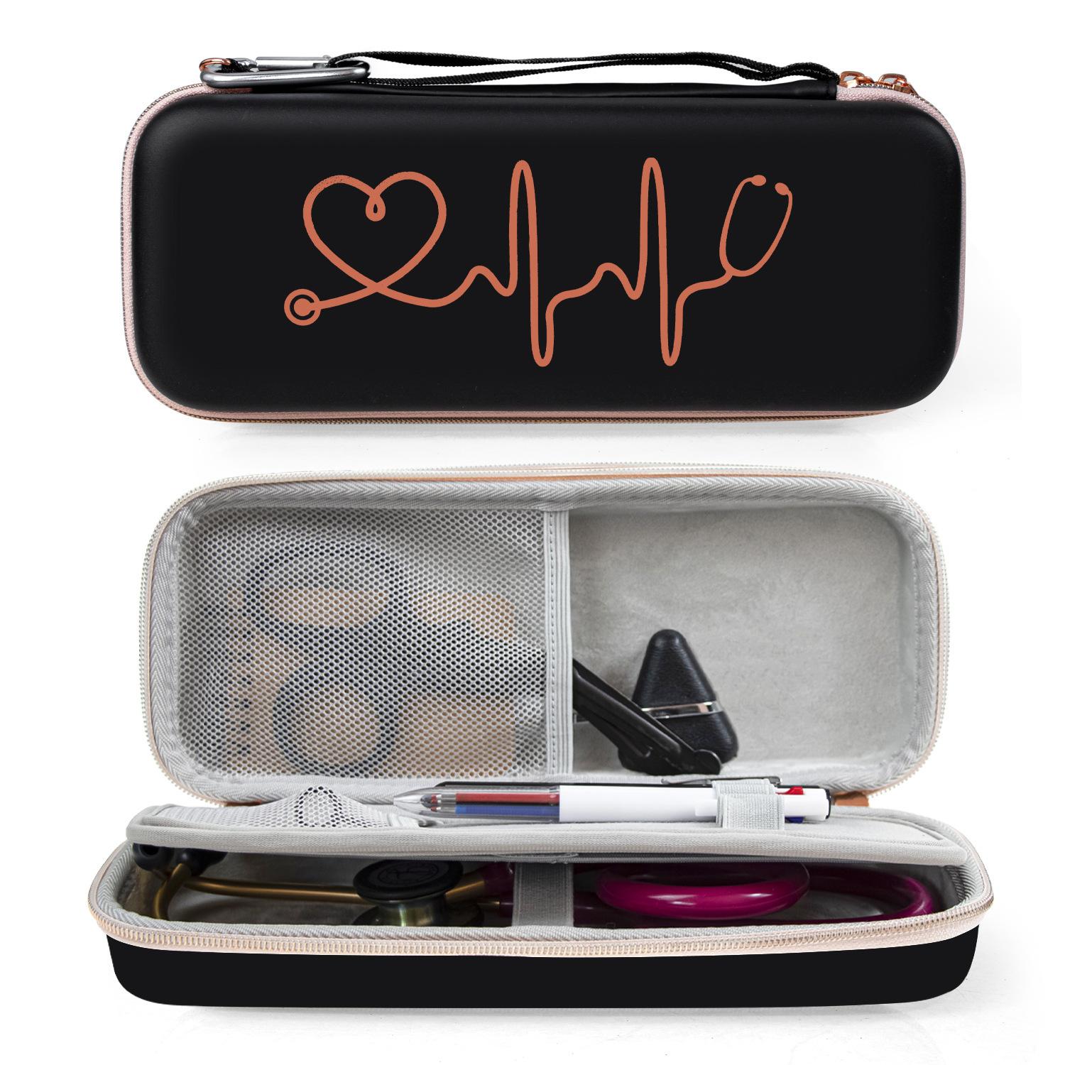 

EVA Stethoscope Storage Case Portable Medical Equipment Organizer Hard Shell Protective Carrying Bag with Zipper Closure and Mesh Pocket One Size